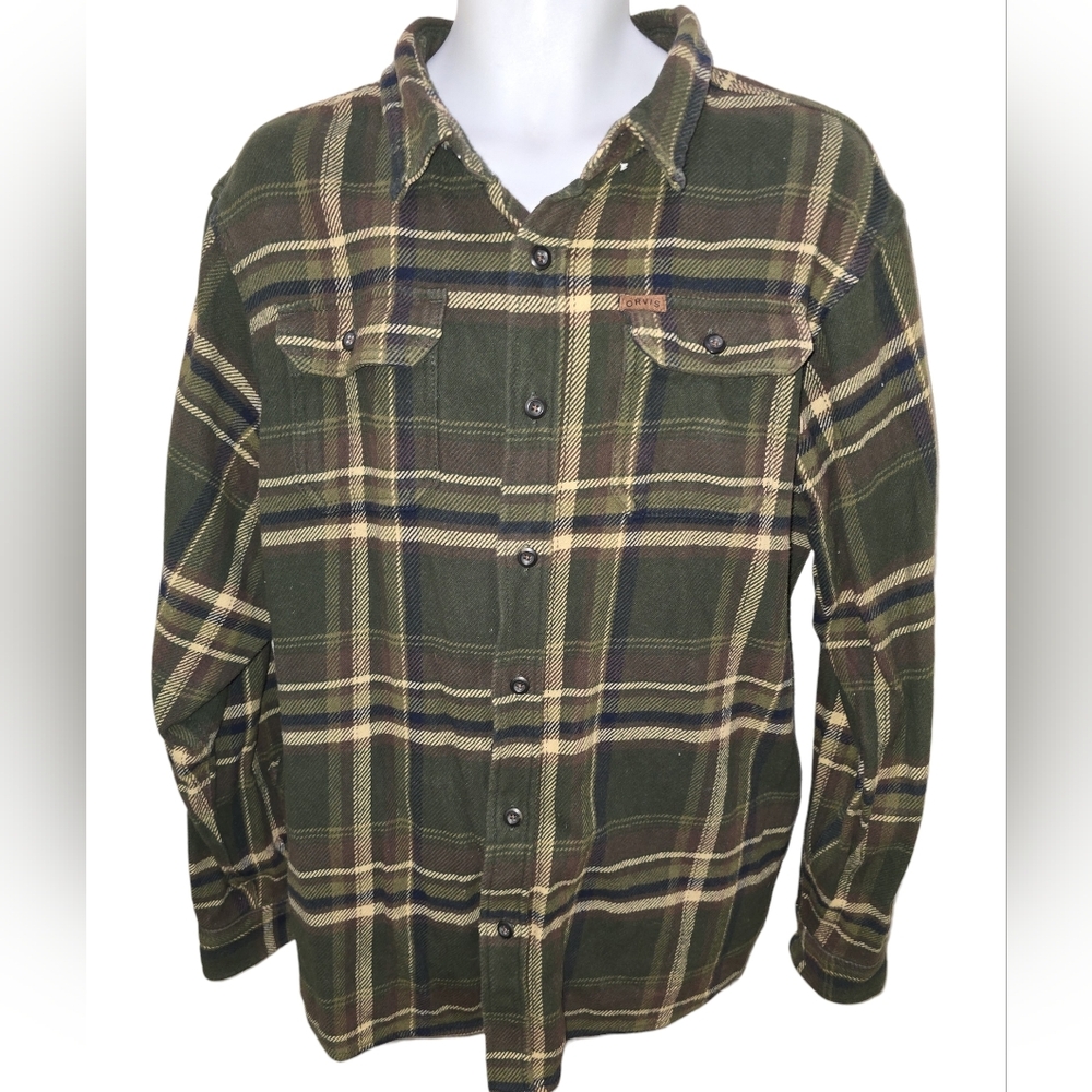 Orvis Heavyweight Flannel Shirt Jacket Mens XL Shacket